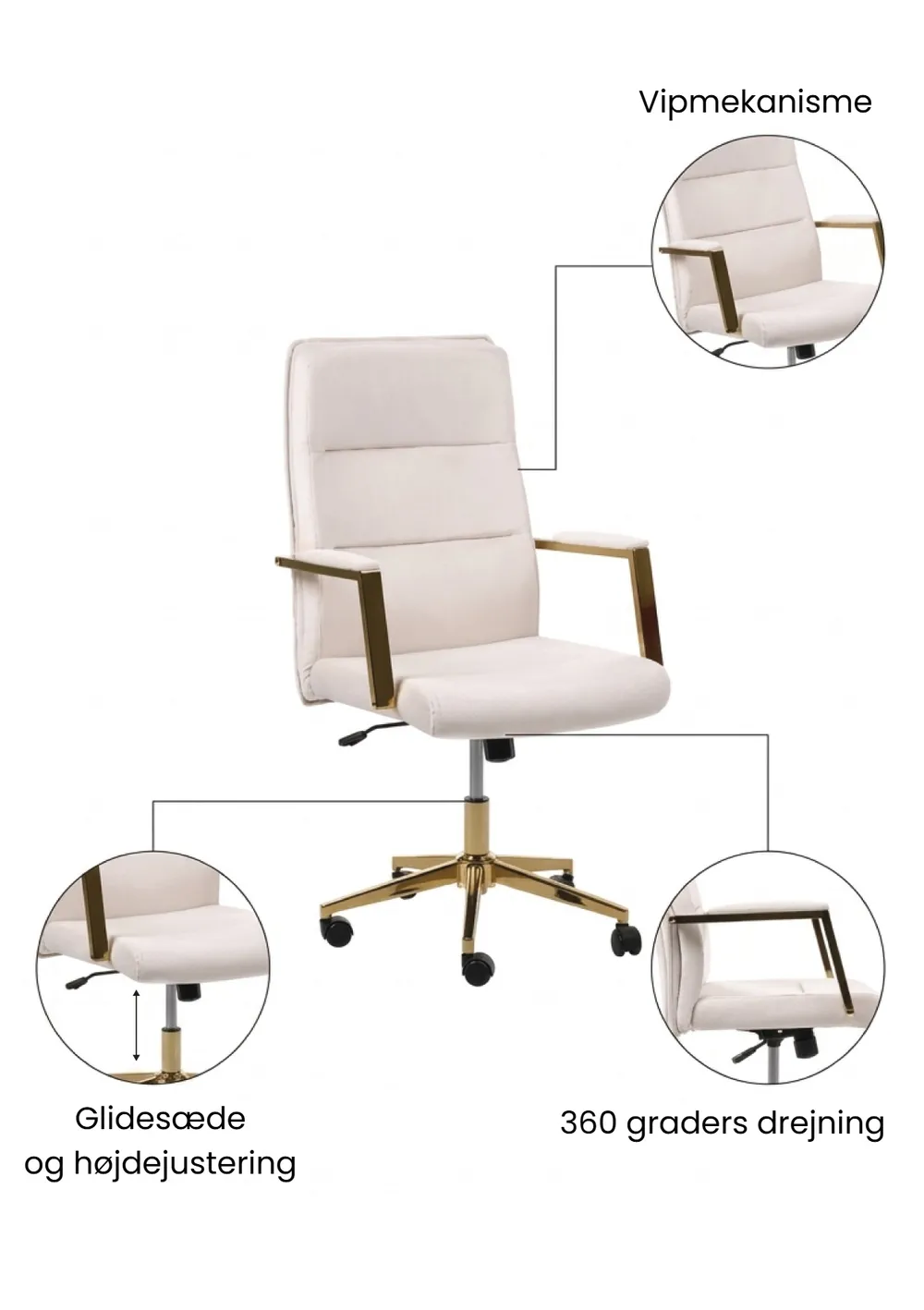 Chefstol DEMURE Velour Lys Beige_1063330