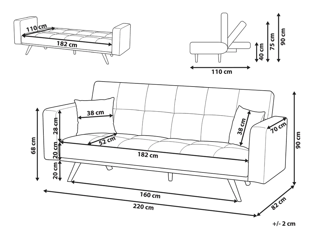 Sofa Bed 3 Seater HJULBY Light Beige_1030139
