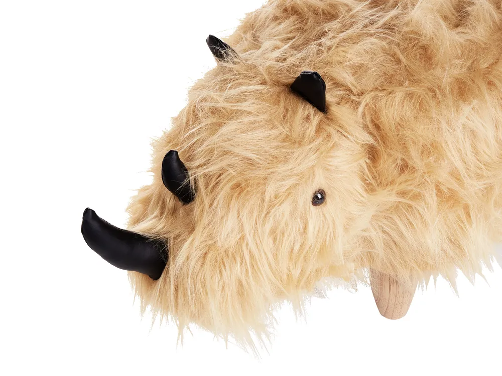 Pufa zwierzak WOOLLY Nosorożec Sztuczne futro Beżowy_750907