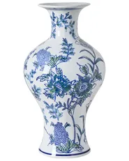 Wazon na kwiaty BERGA 36 cm Porcelana Biały/ niebieski_1052791