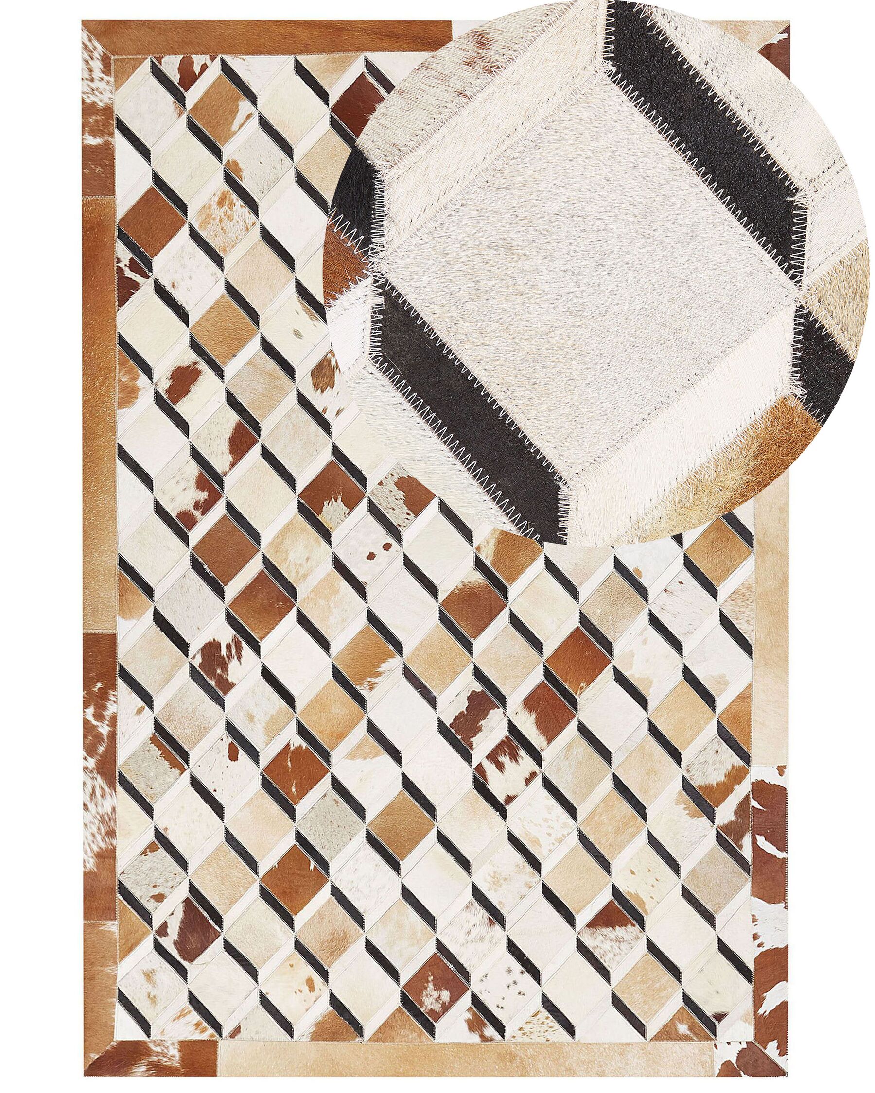 Tapis patchwork en cuir marron 160 x 230 cm SERINOVA_780618