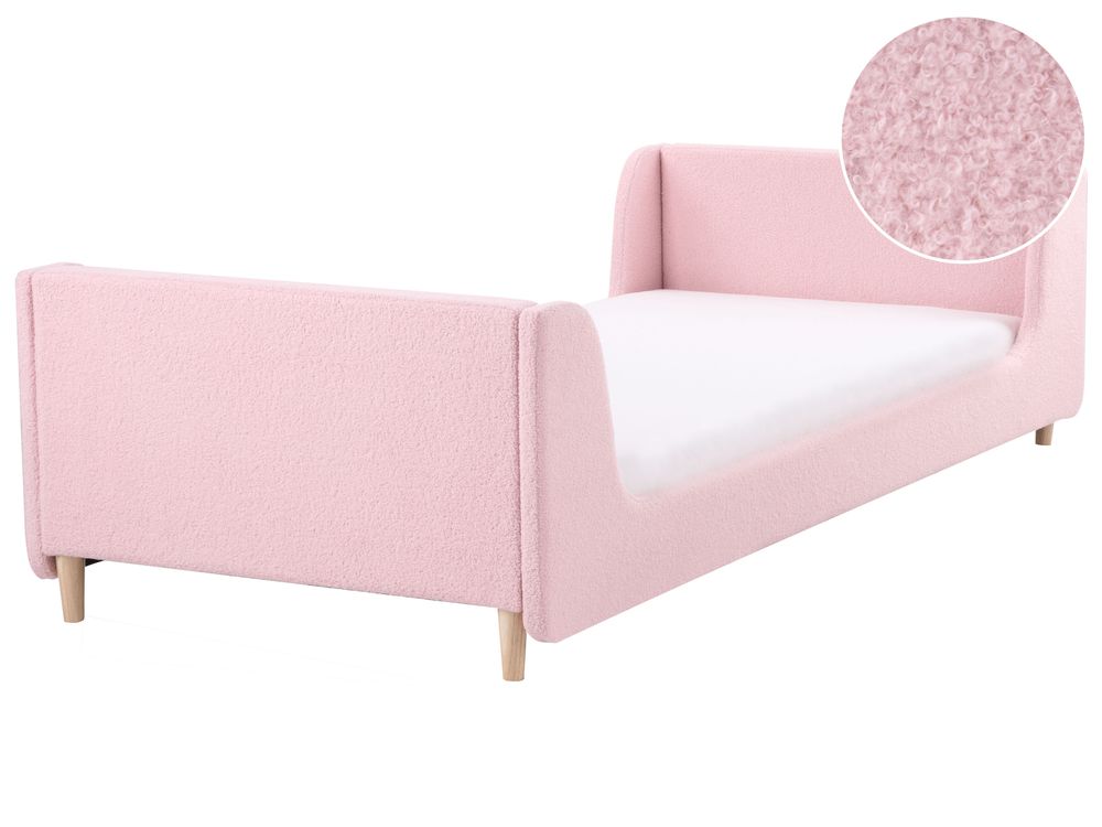 Barnsäng Bouclé LAYE 90 x 200 cm Rosa