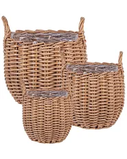 Zestaw 3 koszy na kwiaty AUCUBA 26/34/44 cm Jasnobrązowy_897109