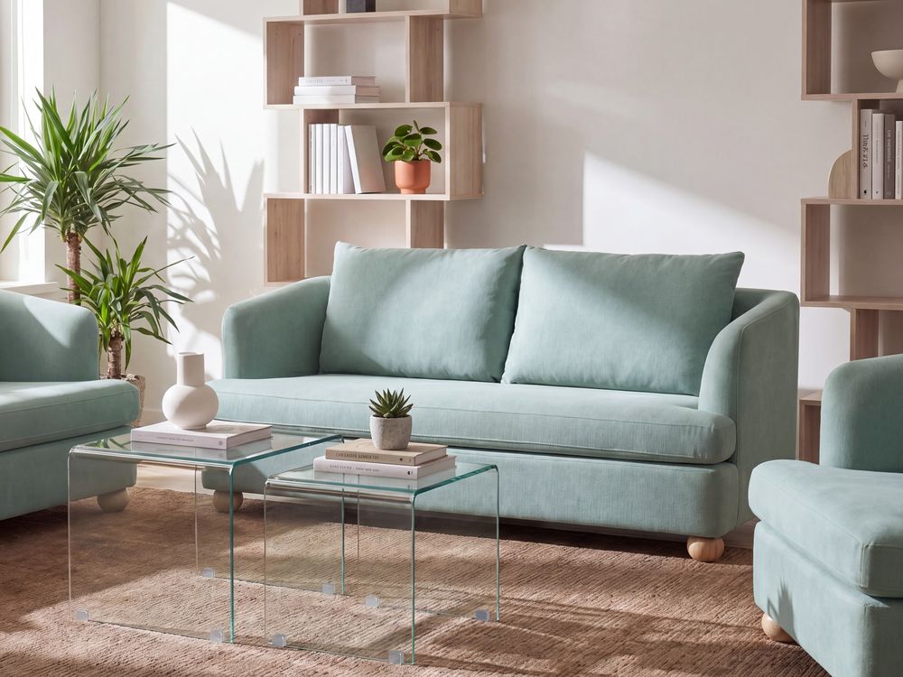 Sofa 3-Sitzer RATTVIK Stoff Hellgrün
