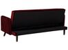 Sofá cama 3 plazas de terciopelo rojo oscuro/madera oscura SENJA_707356