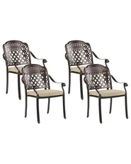 Set di 4 sedie da giardino con cuscini MANFRIA Metallo Marrone scuro_765569