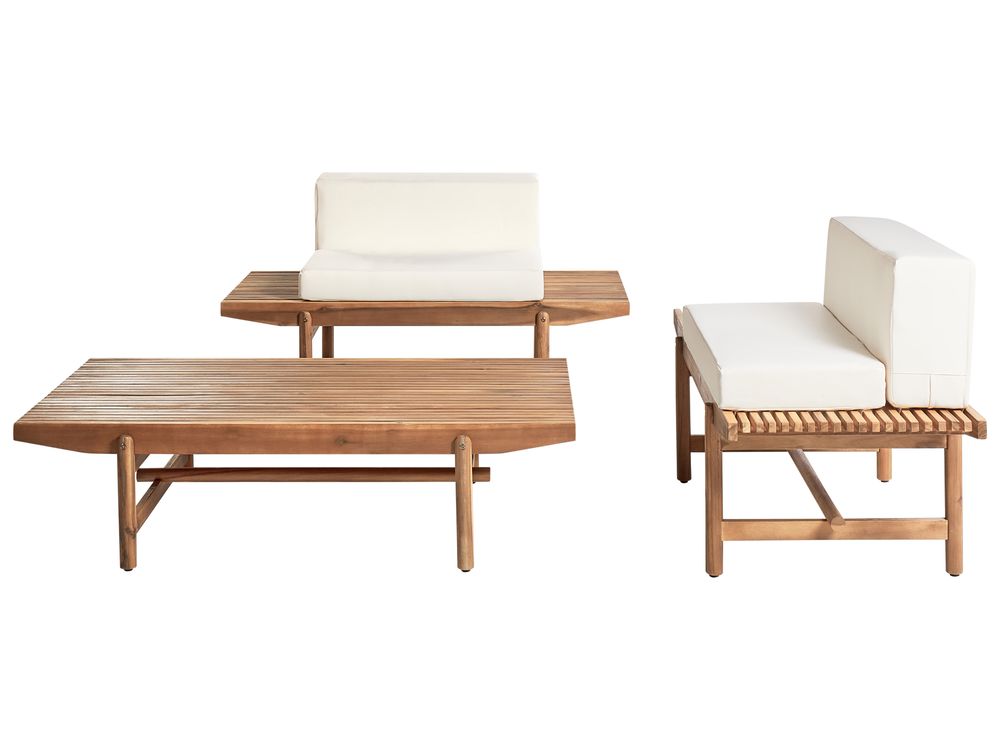 Conjunto de jardín con mesa 2 plazas GIAVENO Madera de acacia Blanco crema