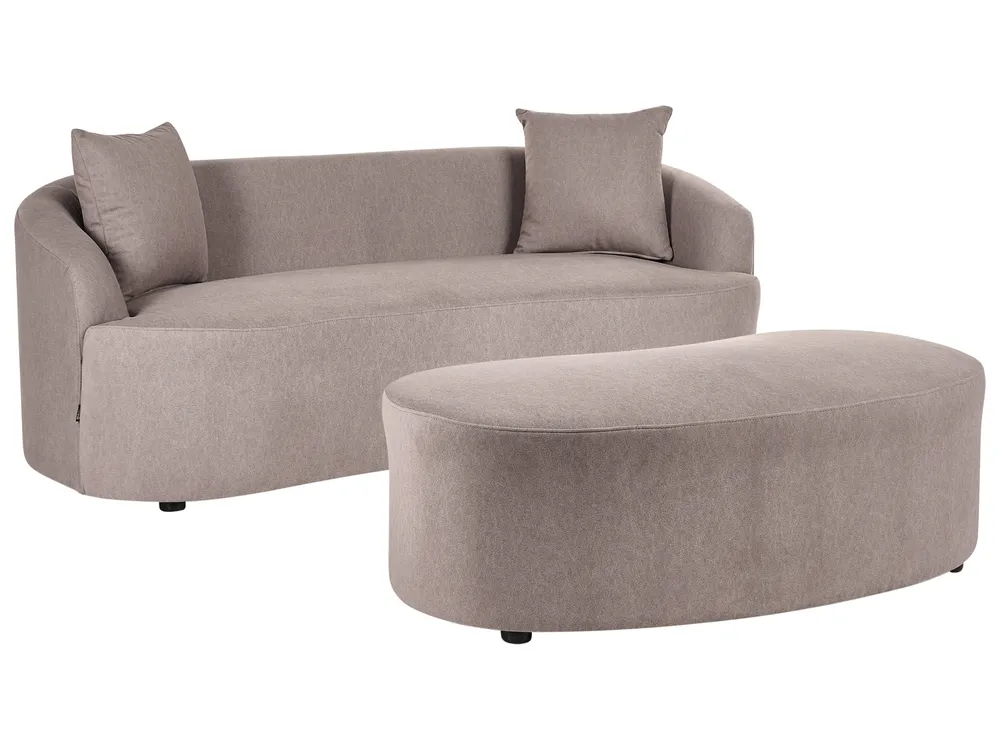 Sofa AMAL mit Ottomane Stoff Taupe