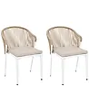 Set of 2 Garden Chairs with Cushions PARANEA Metal Beige