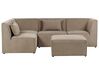 Right Hand 4 Seater Modular Jumbo Cord Corner Sofa with Ottoman Taupe LEMVIG_875435