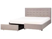 Bed with Storage Drawers LA ROCHELLE Fabric Light Grey 180 x 200 cm (EU Super King)_744834