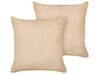 Conjunto de 2 almofadas decorativas em tecido bouclé cor de areia 45 x 45 cm LEUZEA_903283