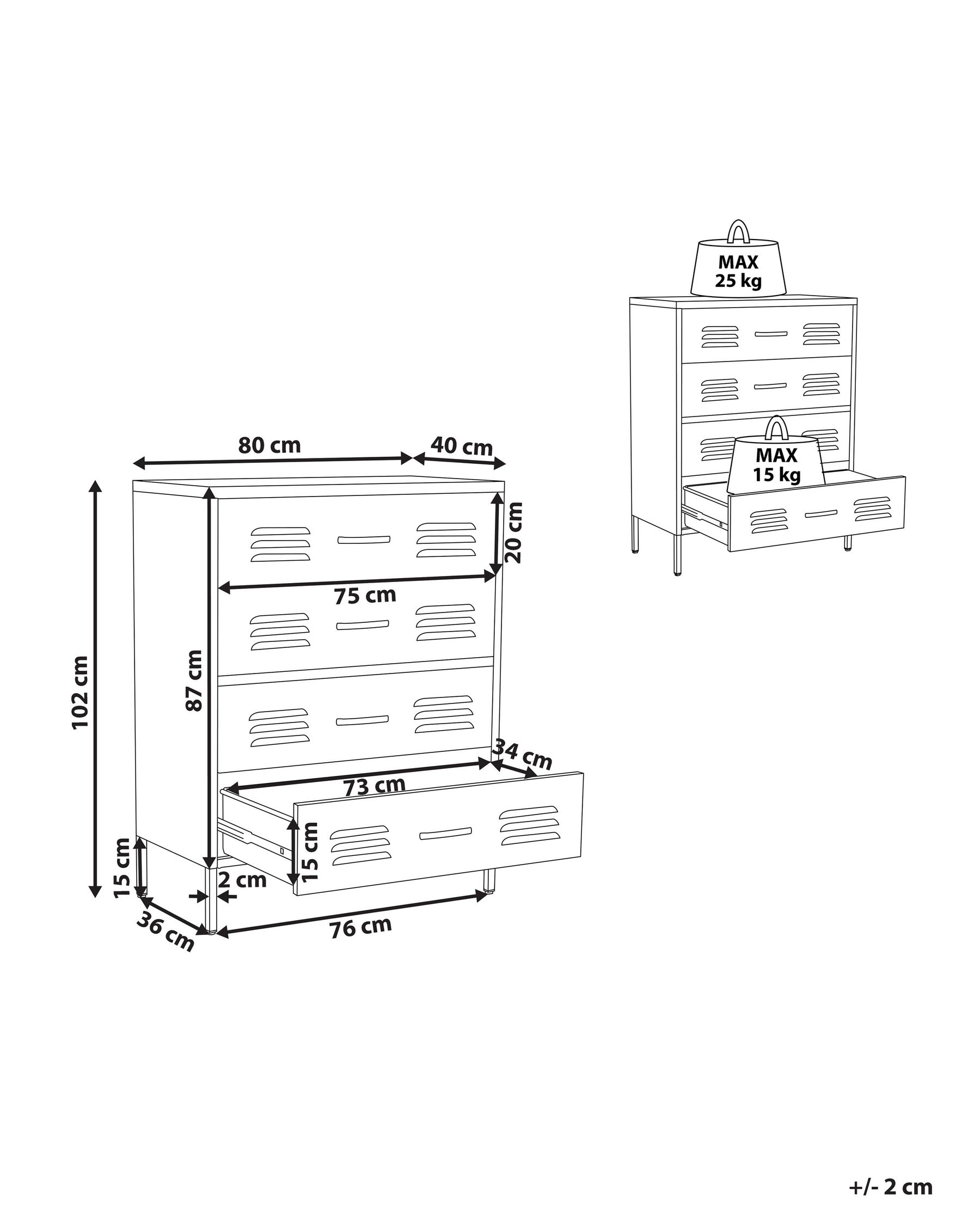 4 Drawer Metal Chest White ENAGO_843949