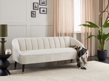 3 Seater Velvet Sofa Off-White ALSVAG