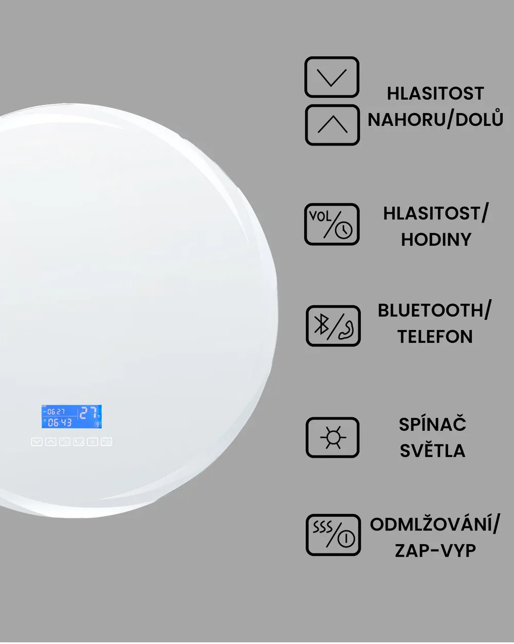 LED koupelnové zrcadlo TANAY 60 cm 60 cm s reproduktorem Bluetooth Stříbrná_940468