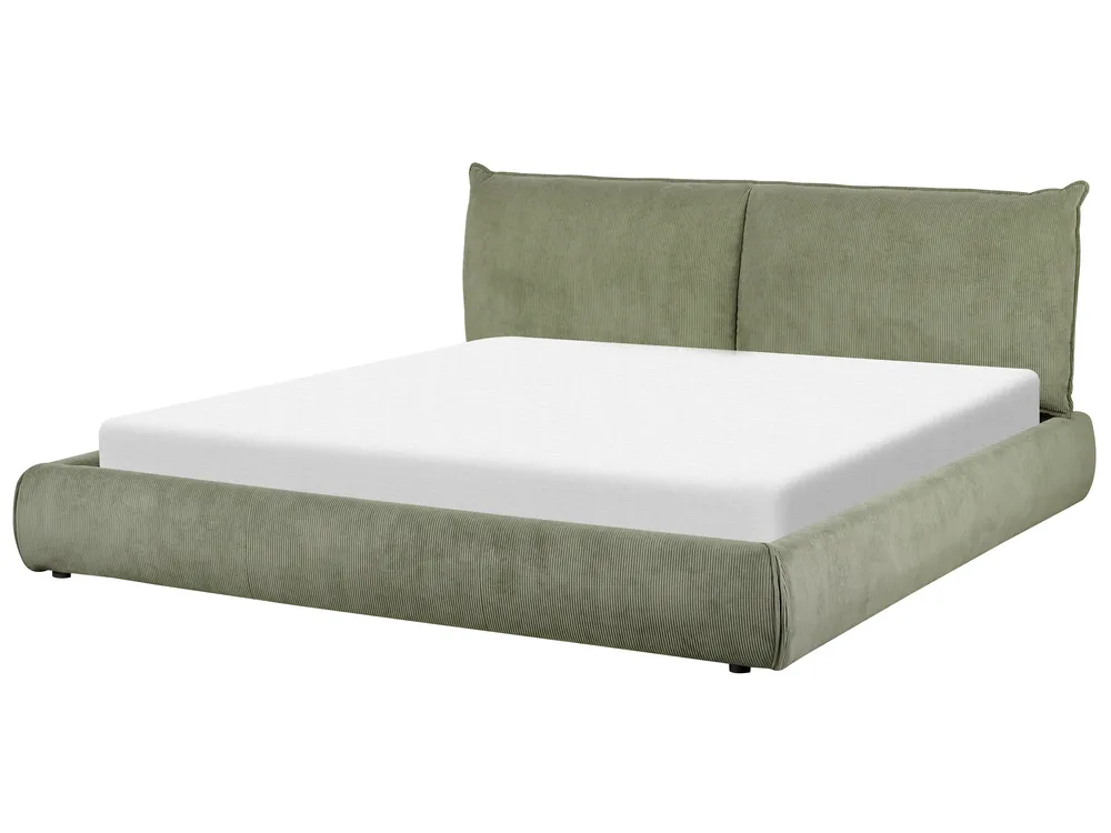 Bed Corduroy VINAY 180 x 200 cm (EU Super King) Olive Green_880008
