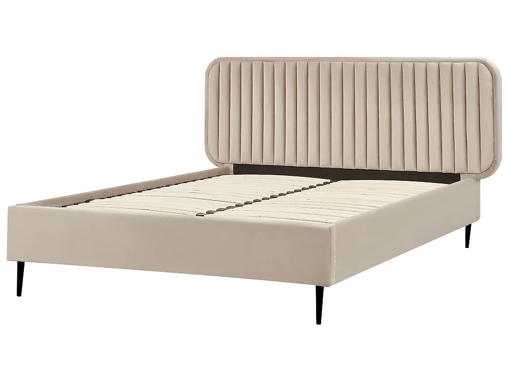 Bed Velvet BRIN 140 x 200 cm (EU Double) Taupe_1178959