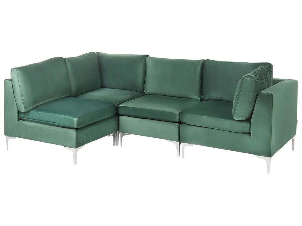 Modular Corner Sofa 4 Seater EVJA Velvet Green Right Hand_789550