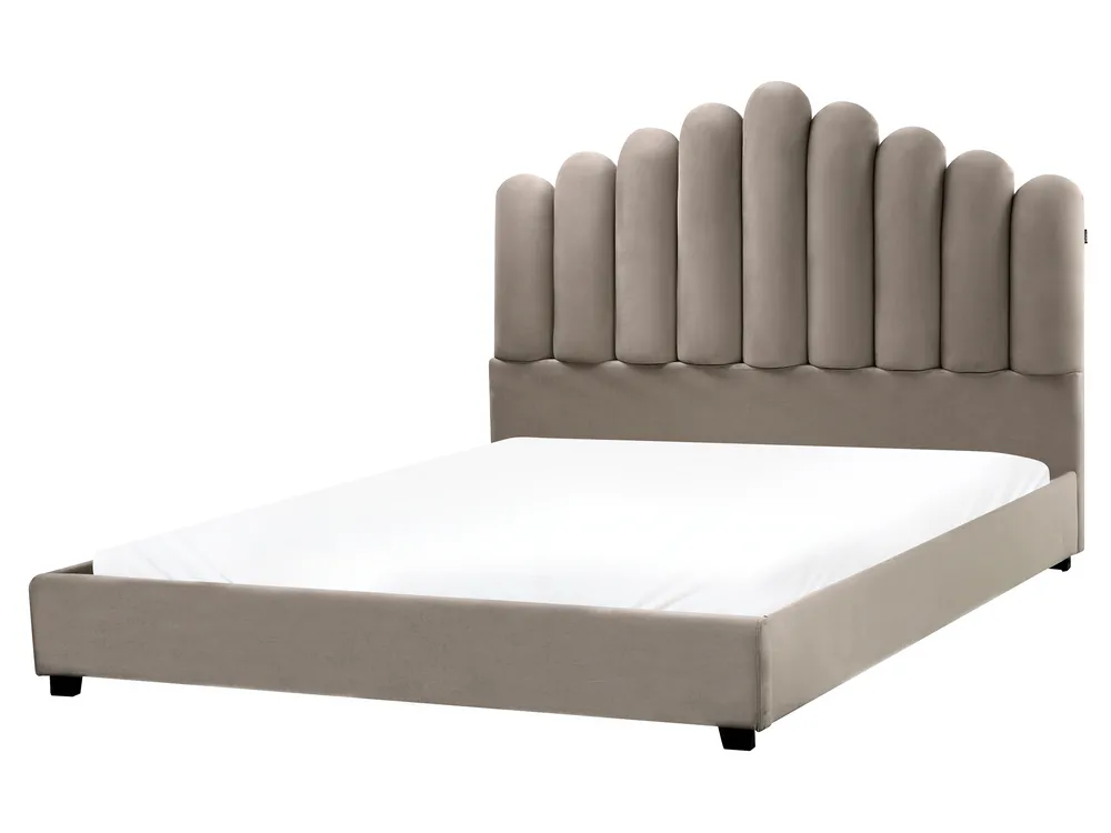 Sänky säilytystilalla sametti VINCENNES 160 x 200 cm Ruskeanharmaa ...