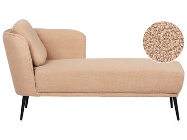 Chaise longue à gauche en tissu bouclé marron clair ARTHEZE