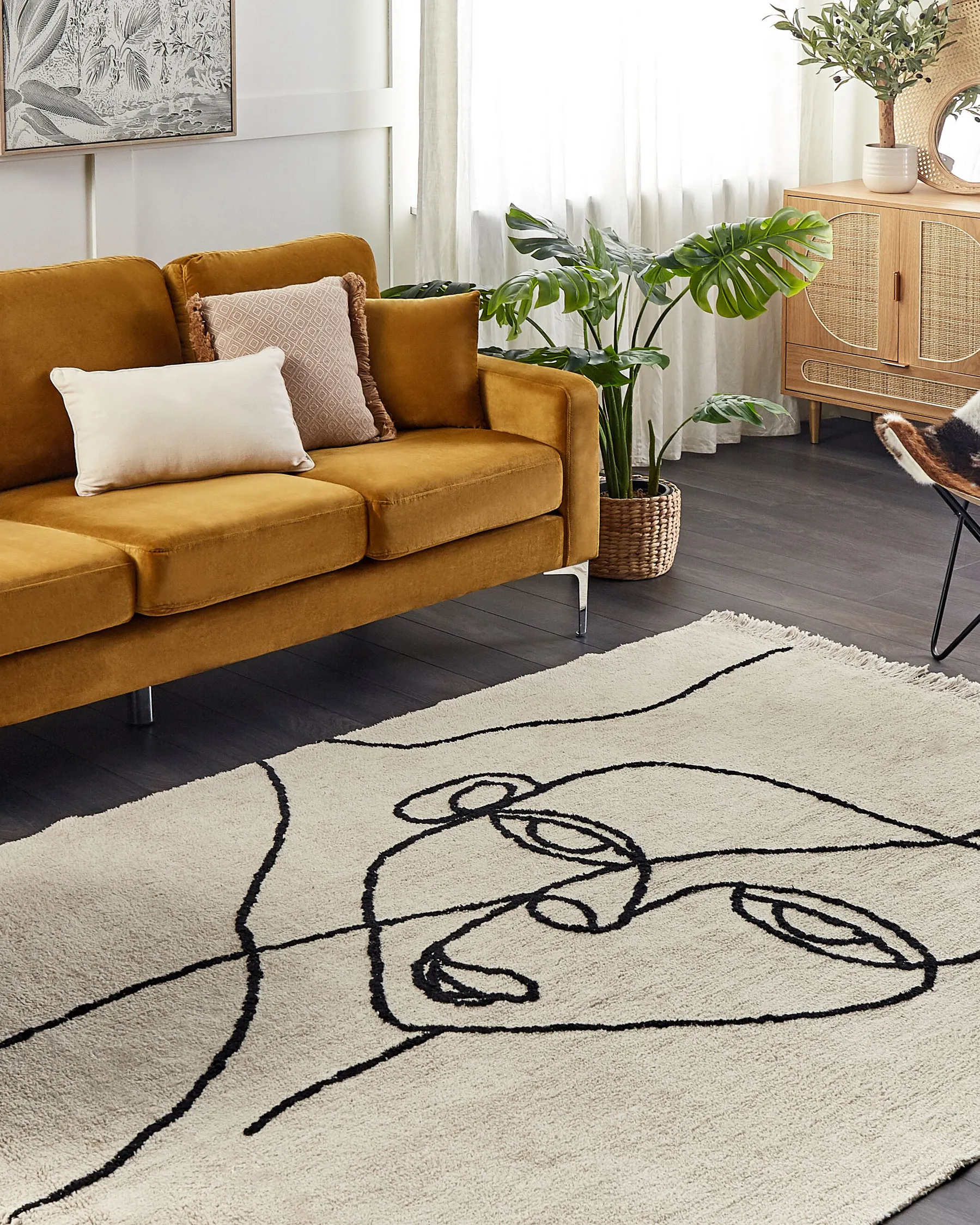 Tappeto NURU Beige chiaro 160 x 230 cm Cotone_839974