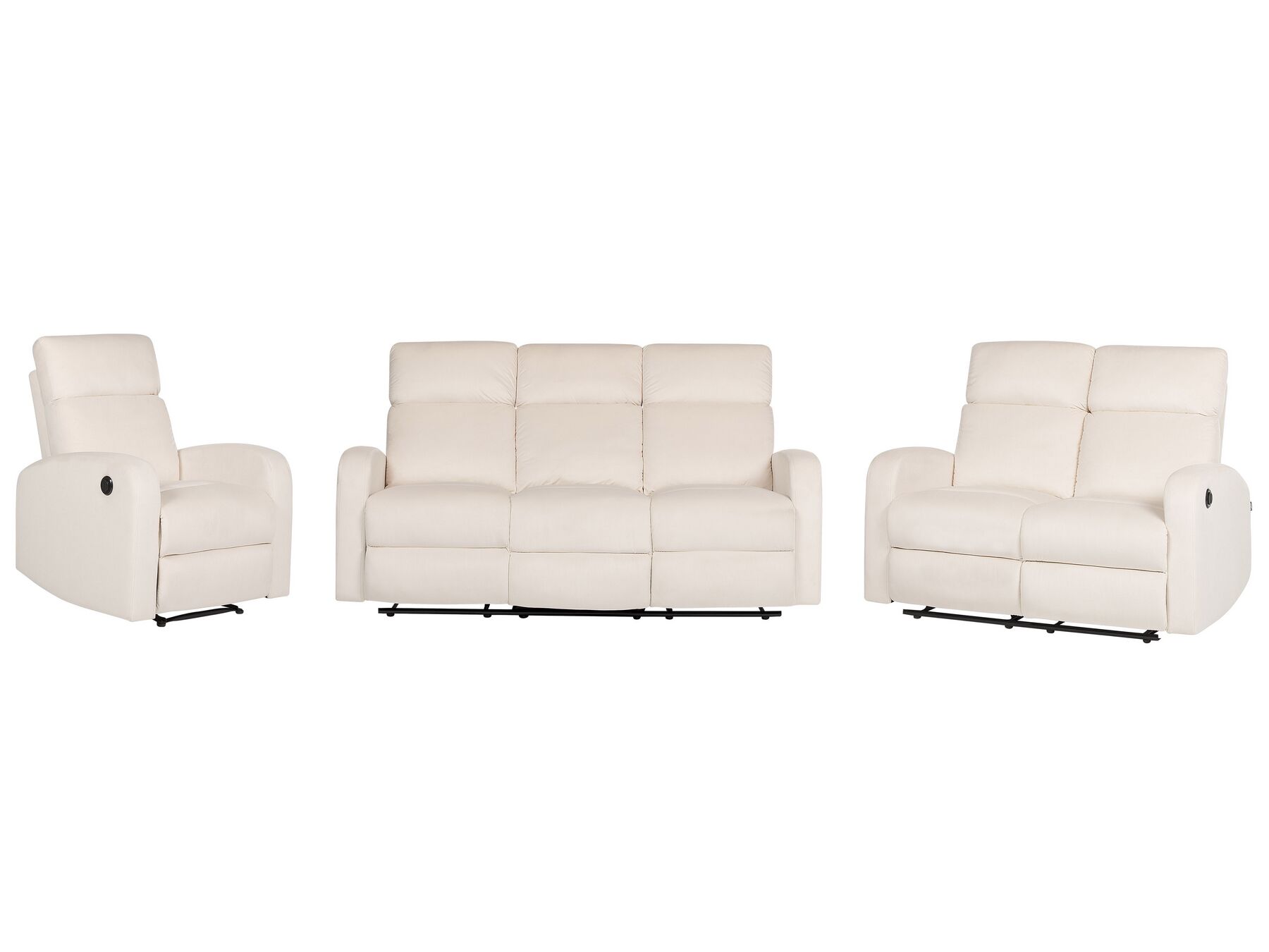 Set di divani 6 posti reclinabili elettricamente velluto bianco crema VERDAL_904879