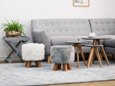 Faux Fur Stool White IOWA