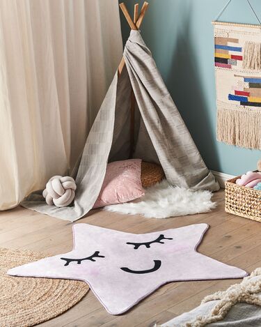 Kids Rug Star Print 120 x 120 cm Pink SIRIUS