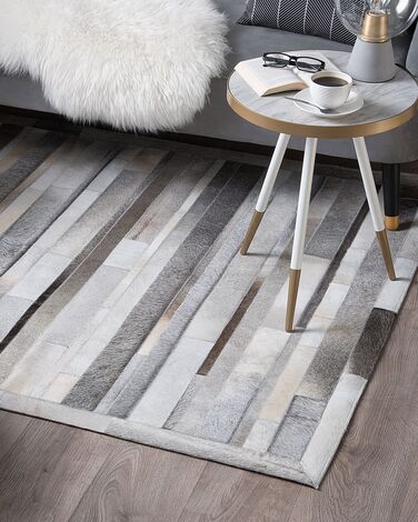 Cowhide Area Rug 160 x 230 cm Light Grey AZAY