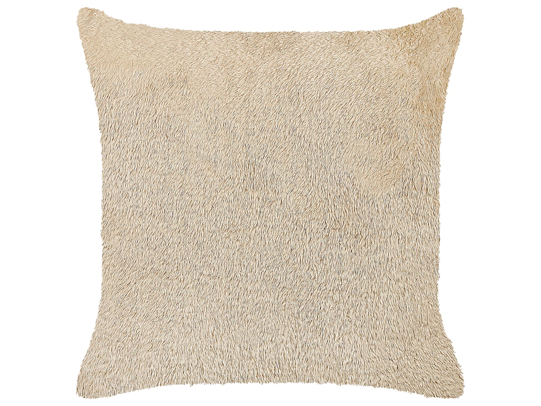 Faux Fur Cushion 45 x 45 cm Beige PILEA_839885