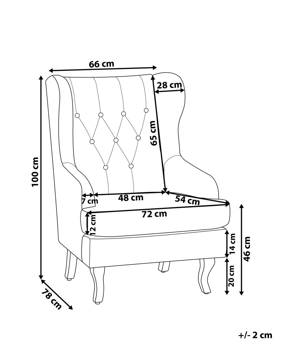 Armchair size cm best sale