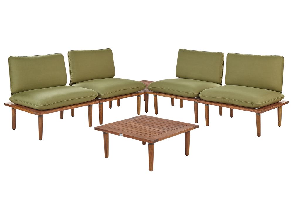 Conjunto de jardín con mesa 4 plazas FRASCATI modular Madera de acacia certificada Verde oliva