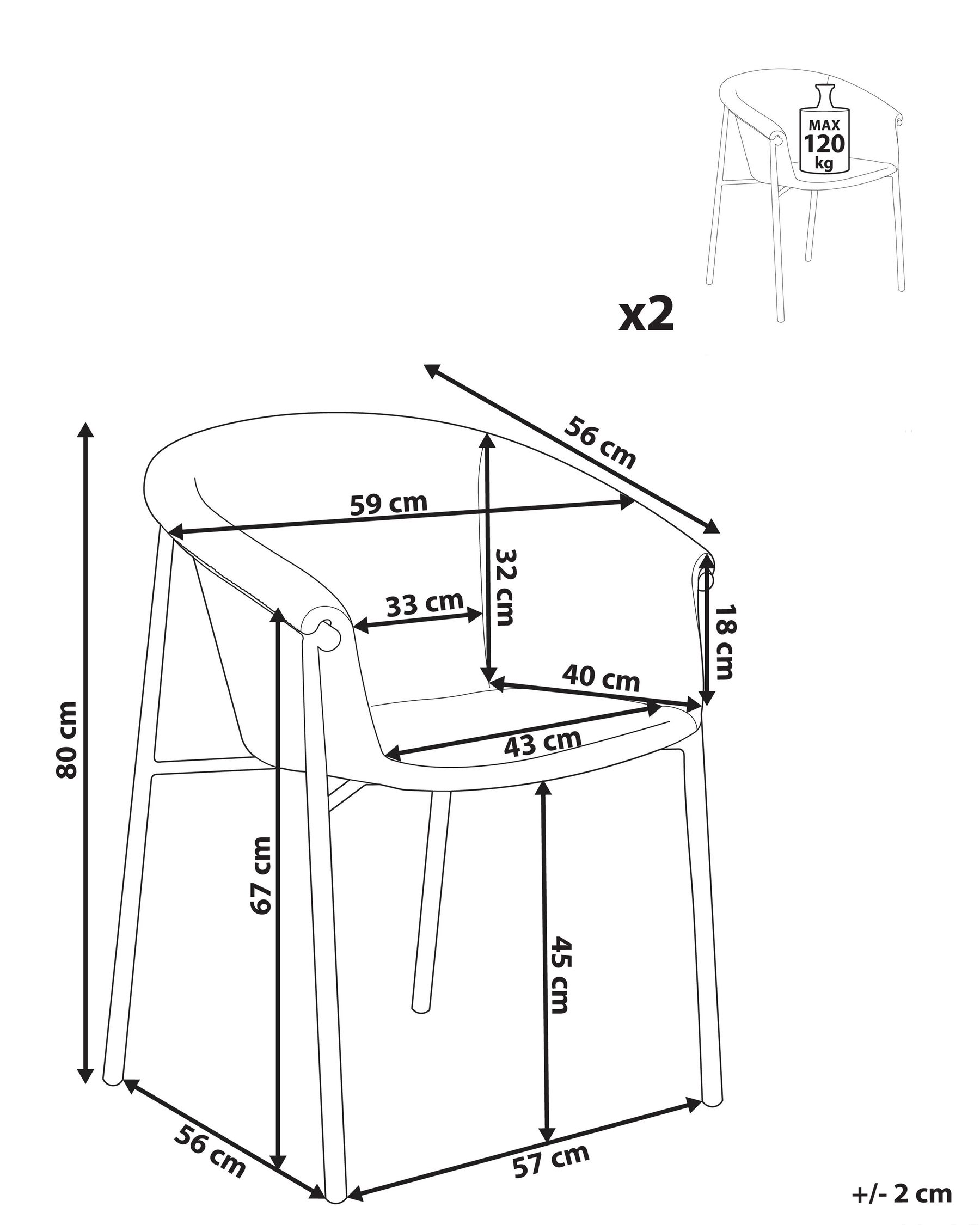 Set of 2 Dining Chairs AMES Boucle Off-White_887218