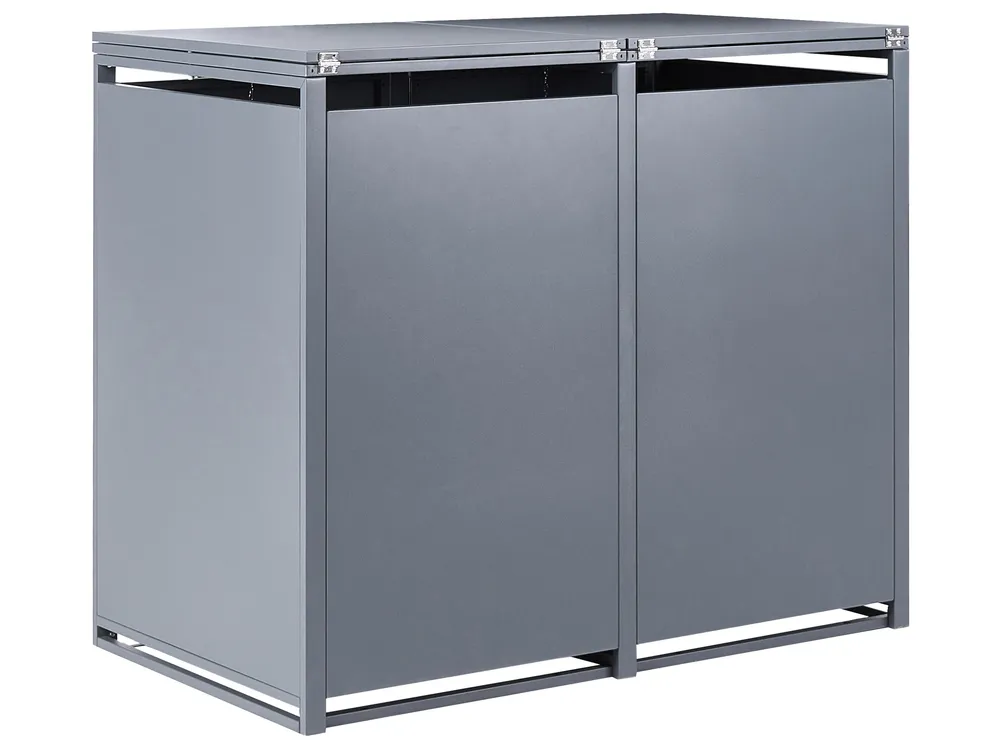Double Wheelie Bin Store 480 L PERISSA Metal Dark Grey_1073483