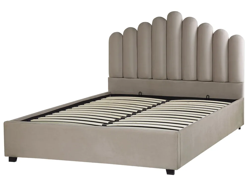 Bett mit Stauraum VINCENNES Samtstoff Taupe 160 x 200 cm_837312