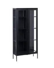 Witryna ze szklaną gablotą HARTY 80 cm Metal Czarny_1120431