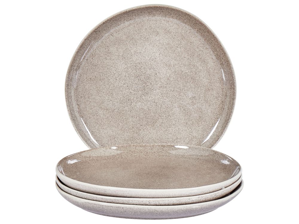 Set of 4 Dinner Plates COSTMARY Stoneware Grey 27 cm