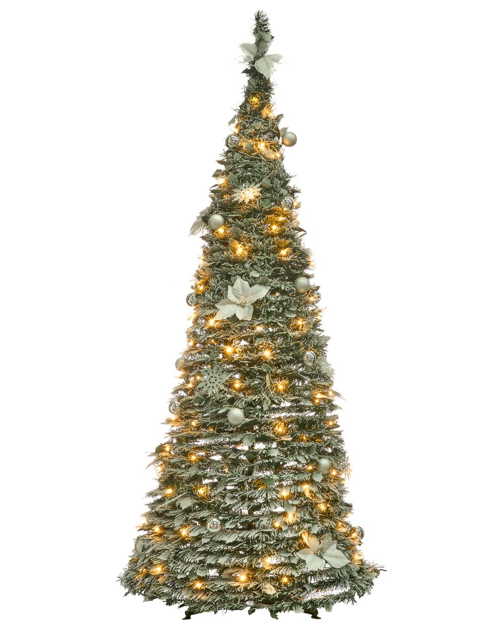 Árbol de Navidad nevado plegable LED FIRVANA 185 cm Blanco