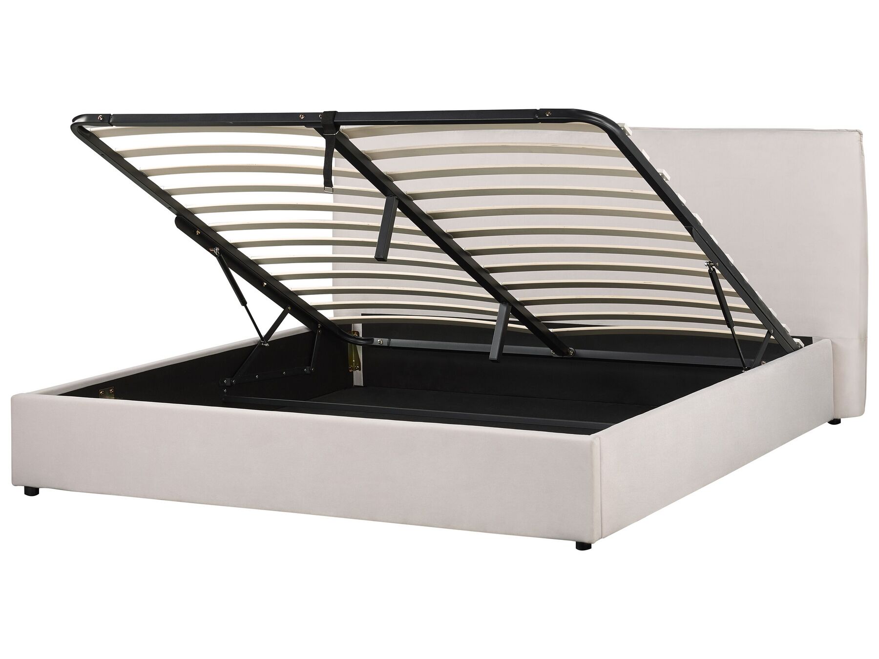 Zamatová posteľ s úložným priestorom 180 x 200 cm krémová biela LAVAUR_870979