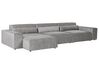 Canapé d'angle à droite modulable 3 places en tissu ottoman gris HELLNAR_912004