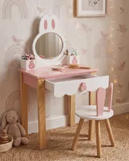 Kids Vanity Table with Chair LENAH Pink_1083559