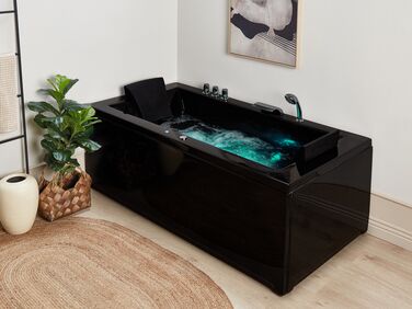 Right Hand Whirlpool Bath with LED 1830 x 900 mm Black VARADERO