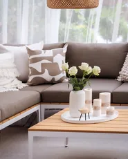 Garden Corner Sofa with Table 5 Seater POSITANO Grey_811759