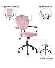 Skrivebordsstol VELISSE Velour Pastellrosa_1065430