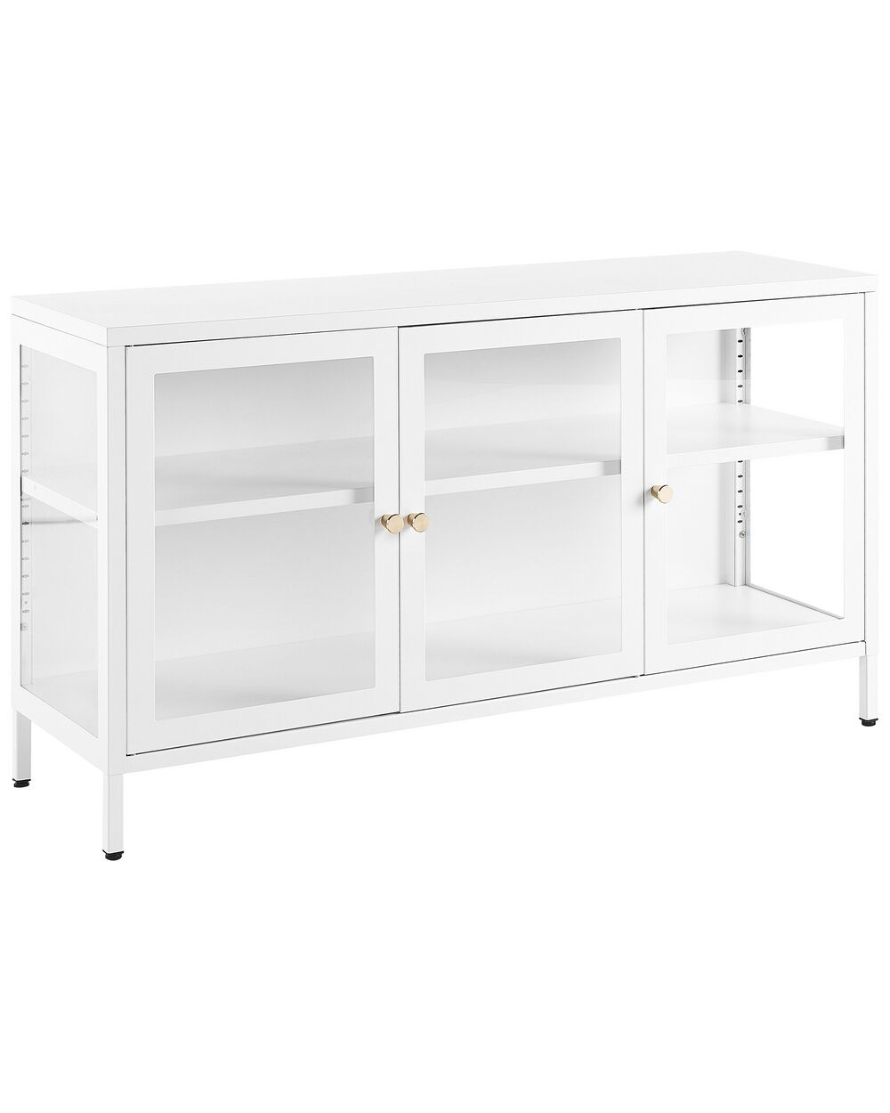 Glass Display Sideboard NEWPORT 115 cm Metal White