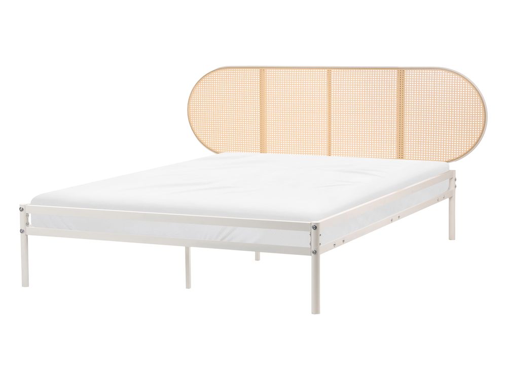 Bett mit Lattenrost Polyrattan BOULIN 140 x 200 cm Beige
