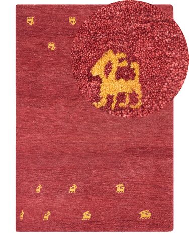 Alfombra gabbeh de lana rojo/amarillo 160 x 230 cm YARALI