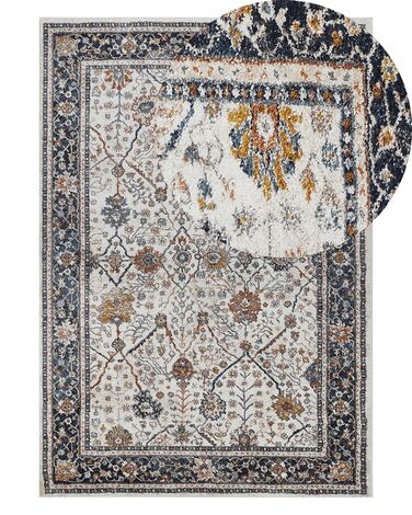 Teppich beige / blau orientalisches Muster 160 x 230 cm Kurzflor ARATES