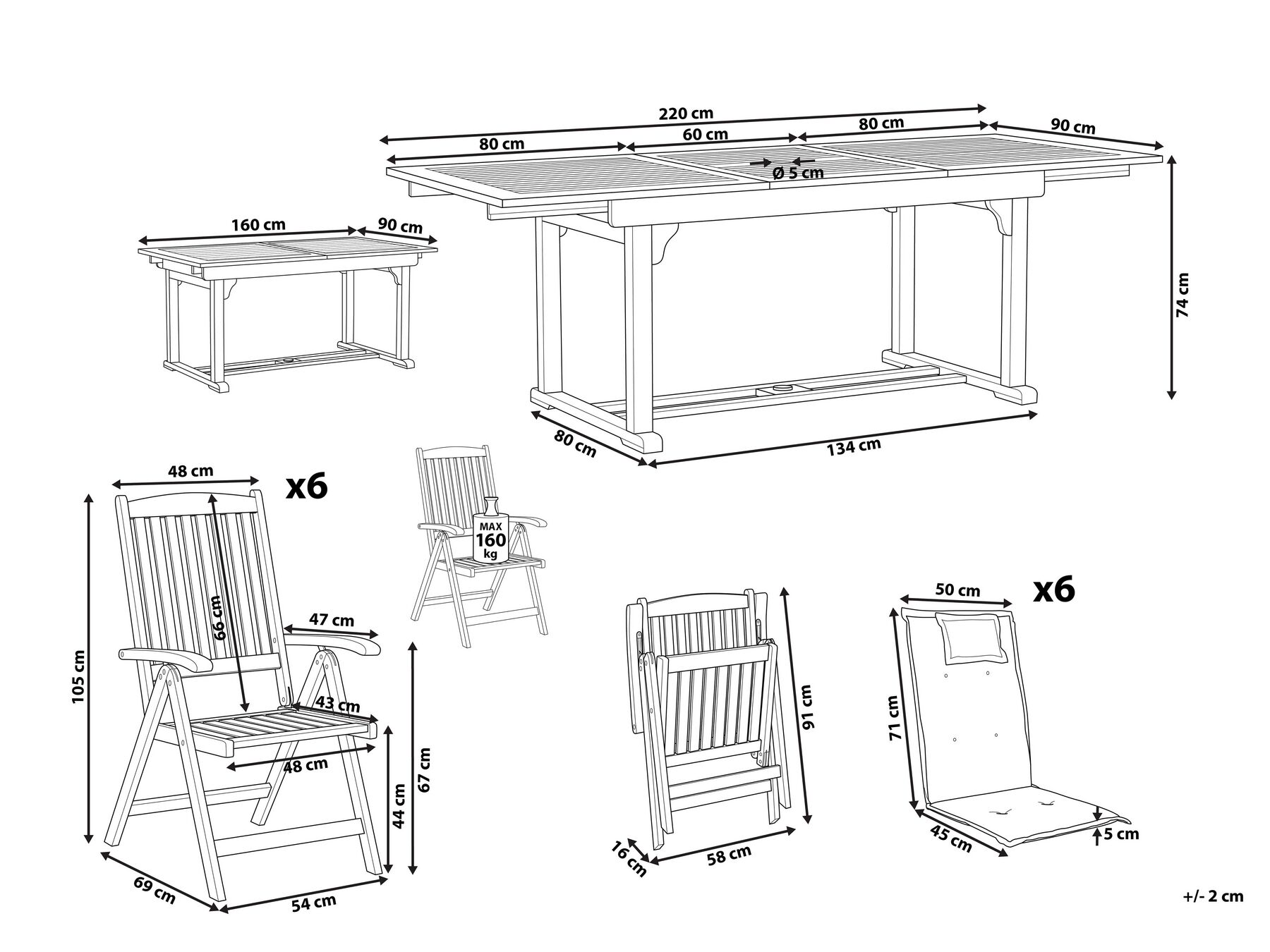Set da pranzo da giardino 6 posti JAVA con cuscini Legno d'acacia Blu_788443