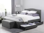 Bett mit Schubladen MONTPELLIER Stoff Dunkelgrau 160 x 200 cm_714431